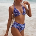 thumbnail image 6 of vigerkar Women's Floral Print Bathing Suit Halter Tie Side Summer Swimsuit Bikinis Set (Dark Blue, XXL), 6 of 7