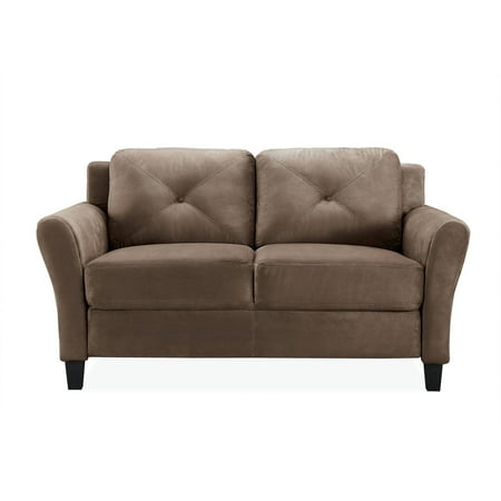 2 Piece Fabric Loveseat - Lifestyle Solutions Taryn Rolled-Arm Loveseat in Brown Fabric