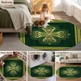 thumbnail image 5 of Round Area Rug 5 Ft, Saint Patrick's Day Washable Non-Slip Circle Carpet for Living Room/Bedroom, Boho Green Golden Leaves Ethnic Motifs Low-Profile Runner Mats Collection Rugs for Indoor, 5 of 7