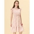 thumbnail image 2 of Vestido de Volantes Fruncidos con Cuello En V y Mangas con Volantes Florales para Mujer Allegra K Blanco XS, 2 of 5
