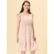 thumbnail image 2 of Vestido de Volantes Fruncidos con Cuello En V y Mangas con Volantes Florales para Mujer Allegra K Blanco XS, 2 of 5