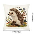 thumbnail image 3 of chaungfeng Vintage Forest Animals Pillow Cover, Hedgehog Decor Throw Pillow Covers Wildlife Pillowcase Cushion Case Pillow Decorative for Couch Sofa Home Office Outdoors 18x18 Inch, 3 of 6