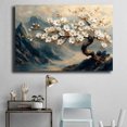thumbnail image 4 of Mudket White Plum Blossom with Gold Branch & Mountain Canvas Wall Art, Vintage Floral Wall Decor, Framed Ready to Hang Artwork for Living Room Bedroom Office - 12"L x 8"W, 4 of 10