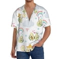 thumbnail image 3 of KLL Green Blue Avocado Print Men's Shirt Short Sleeve Button Down Summer Cuba Beach Shirts- 3X-Large, 3 of 7