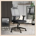 thumbnail image 4 of LeisureMod Modern Office Chair in Upholstered Cotton Fabric Foam Filled Seat with Mesh Back and Headrest Adjustable Height 360 Degree Swivel and Tilt Nift Series in White, 4 of 10