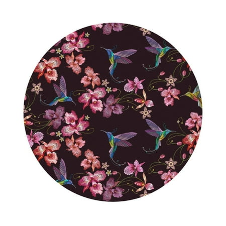 

Pofeuu Humming Bird And Tropical Print Leather Coasters Set of 6 Round Cups Mugs Mat Pad for Home Kitchen Heat Resistant Drink Coasters Round Shape
