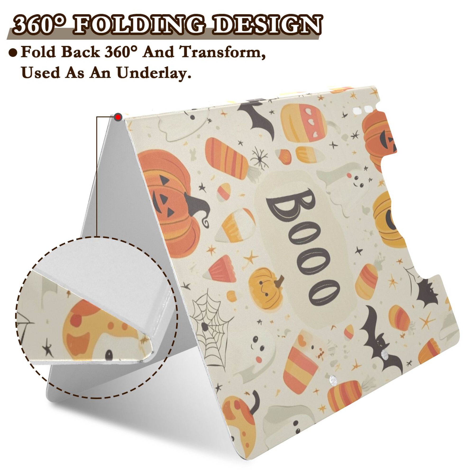 FORMRS A4 Clipboard Folder with Pen Holder Horizontal Foldable School Office Binder, Halloween Cute Pumpkins
