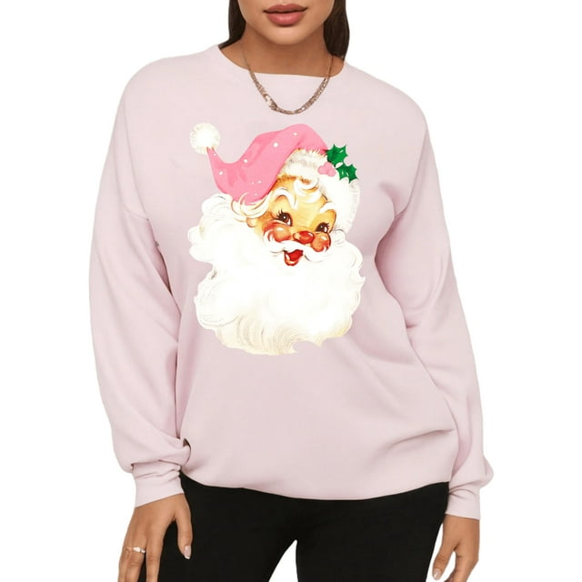 Sudadera Heloto para mujer, diseño de árbol de Navidad, color rosa