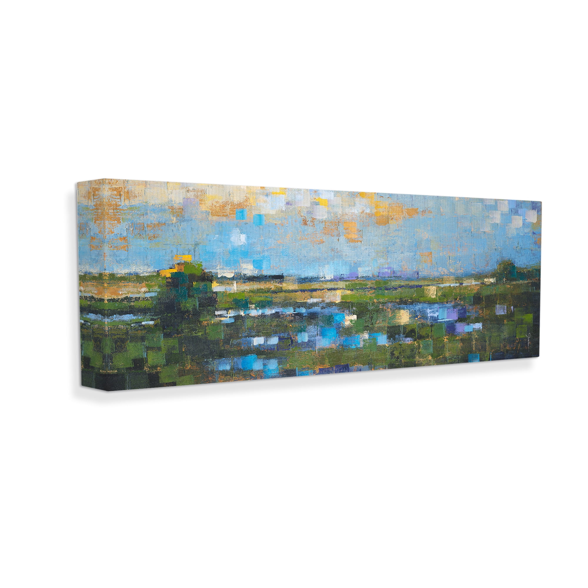 Stupell Industries Brushed River Landscape Landscape Painting Gallery Wrapped Canvas Art Print Wall Art, 40 x 17