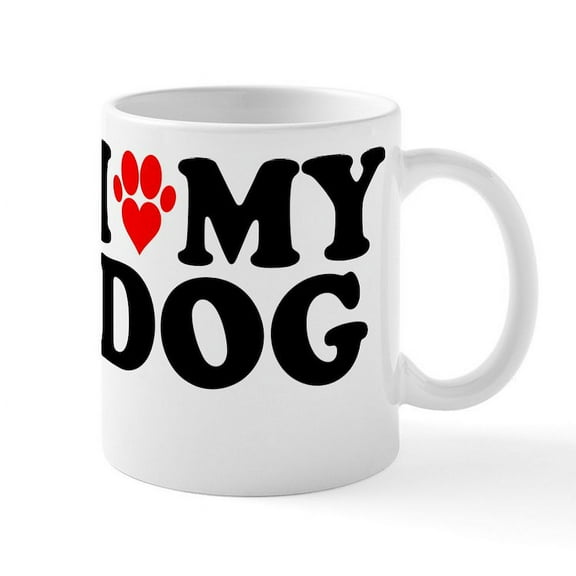 CafePress - I Heart My Dog Mug - 11 oz Ceramic Mug - Novelty Coffee Tea Cup