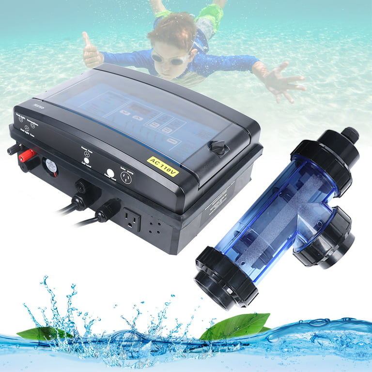 Anqidi 20g/H Salt Water Pool Chlorine Generator System Electrolysis Salt  Chlorinator for 65m³ Swimming Pool 100W 