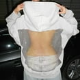 thumbnail image 2 of Wutalume Women's Chic Solid Color Backless Mesh Long Sleeve Hooded Sweatshirt, Fashionable and Breathable Top for Trendy Outfits, Ideal for Evening Events or Casual Days,White XL, 2 of 4