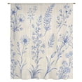 thumbnail image 2 of Blue Flowers Sheer Curtains 84 Inch Length, Light Filtering Voile Curtain Panel, Country Wildflower Vintage Pastoral Plants Rod Pocket Drapes Window Treatments for Living Room Bedroom 52"x84", 2 of 9