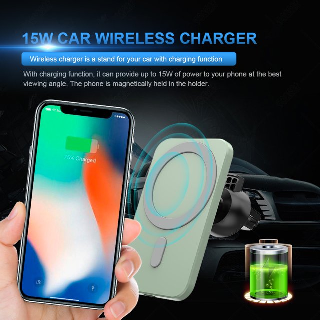 Soporte para teléfono celular magnético 15W Cargador de coche inalámbrico Puerto USB para iPhone 12/13/14 Likrtyny Accesorios para autos y motos