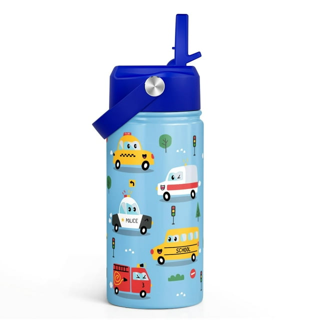 Botella de Agua Infantil SANDJEST con Pajilla de Acero Inoxidable 355ml