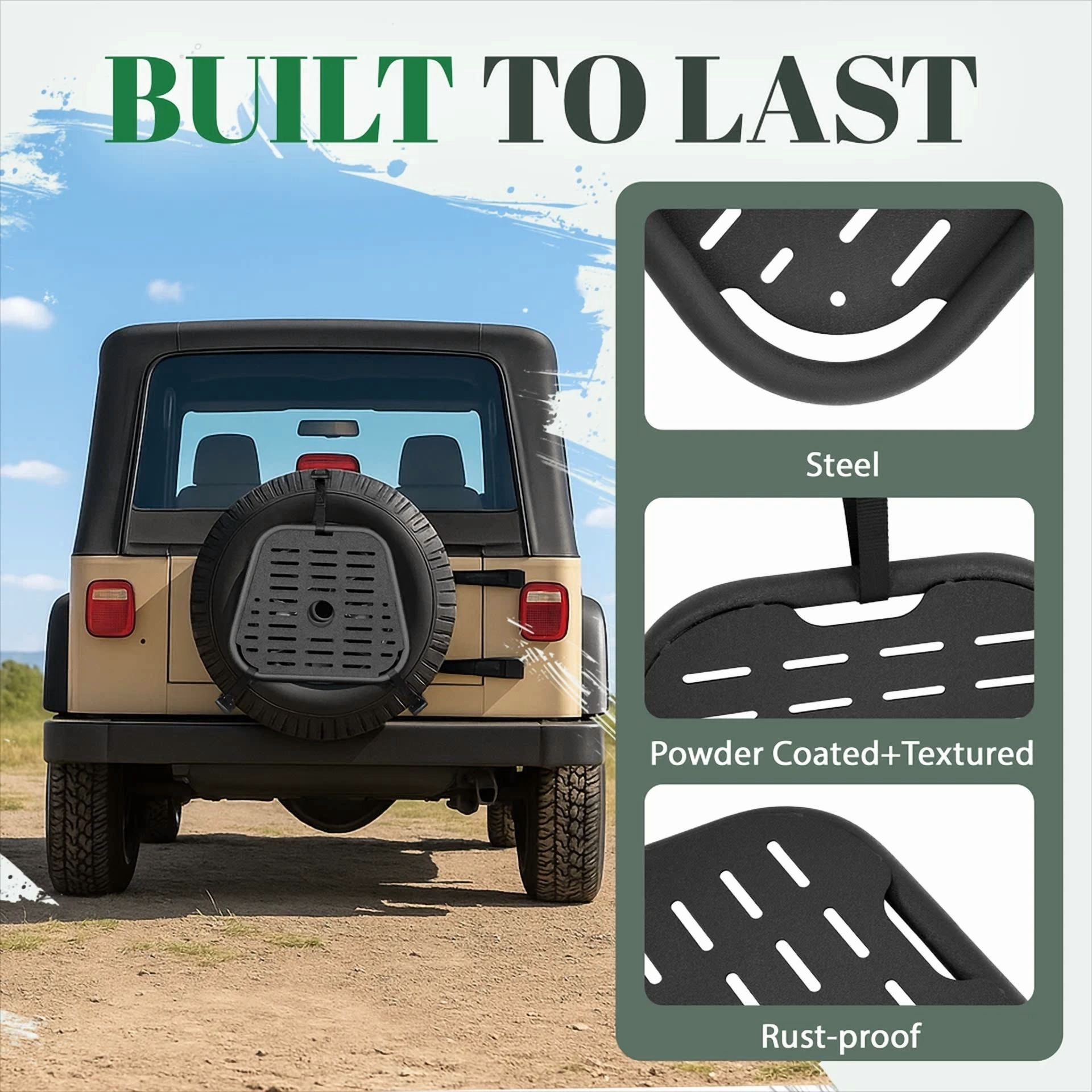 Kojem Spare Tire Molle Panel for Jeep Wrangler 1987-2018 & Ford Bronco 2021-2025 2/4-Door