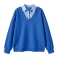 thumbnail image 4 of Tumotour Plus Size Pullover Sweatshirts for Women's Button Shirt Lapel Patchwork Long Sleeve Tops Preppy Style Fall Tunic Blouses, 4 of 7