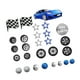 thumbnail image 5 of Adornos para tarta de coche de carreras, diseño de bandera azul con rueda de carreras, decoración para tarta, coche de carreras azul para fiesta de cu, 5 of 9