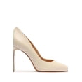 thumbnail image 2 of Schutz Lou Sugar White Snake Embossed Slip On Pointed Toe Stiletto Heel Pumps (Sugar White, 6.5), 2 of 6