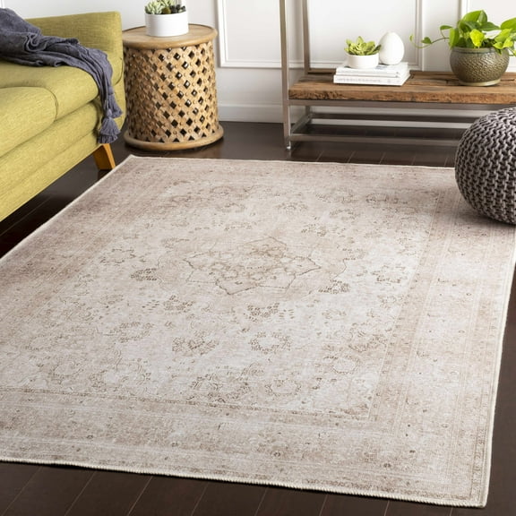 Hauteloom Velour Living Room, Bedroom Machine Washable Area Rug - Traditional - Beige, Olive, Tan - 5'3" x 7'3"