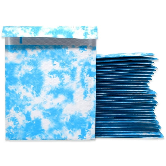 Sky is the Limit" Cloud Poly Bubble Mailers, 6x10 Blue Sky Padded Envelope Mailers, Self Sealing Envelopes, Cushioned Peel & Seal Mail Bags