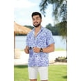 thumbnail image 2 of HAPPY BAY Men's Hawaiian Shirts Short Sleeve Button Down Shirt Mens Hawaii Shirts Boho Vacation Casual Summer Beach Shirts for Men Funny S Blue, Leaves, 2 of 5