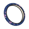 thumbnail image 2 of LNWH Car Steering Wheel Cover，Thickened Wear-Resistant Car Steering Wheel Cover Universal Fits Most Cars-Blue Flower Pattern, 2 of 8