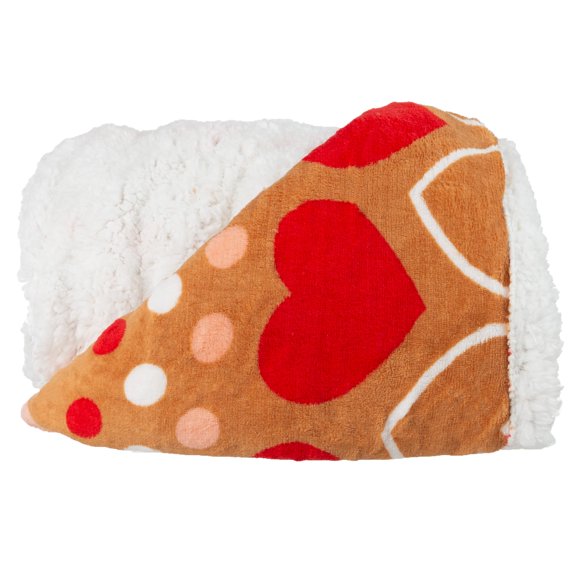 Lavish Home Fleece Sherpa Throw Blanket-Hearts-Red, 50" x 60"