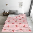thumbnail image 4 of JUNZAN Floral Strawberr Print Flannel Fleece Blanket Throw Blanket for Bed,Sofa,Couch,Travel,Camping(60"x50" ), 4 of 5