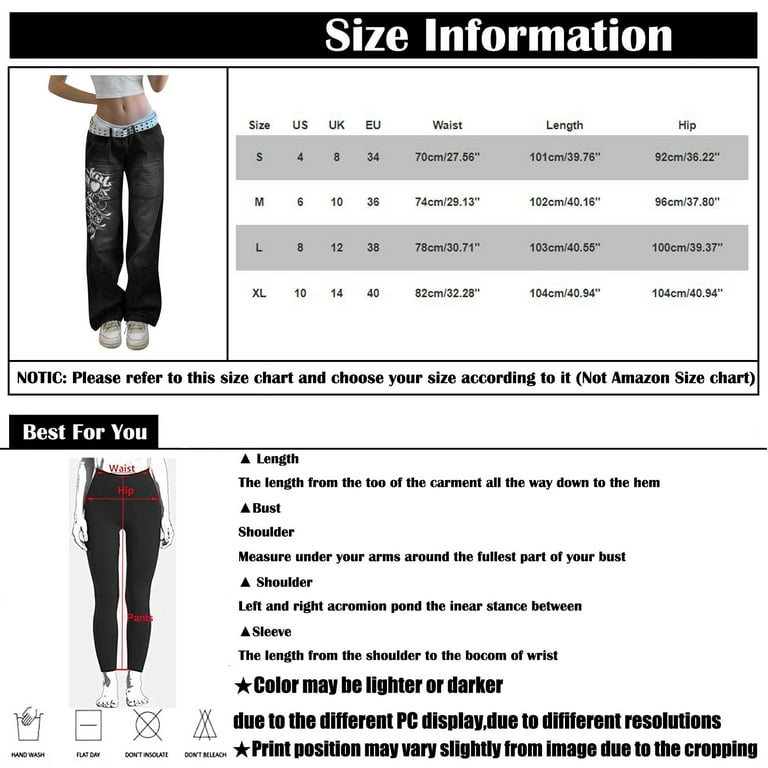 Cuhas Womens Fashion Cargo Pants Women Street Pleated Distressed Printed  Loose Trousers Jeans Plus Size Womens Pants Blue S