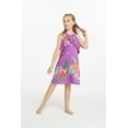 thumbnail image 2 of Girl Hawaiian Round Neck with Ruffle Dress in Pretty Tropical Purple Size 4, 2 of 5