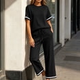 thumbnail image 6 of Cagogo Women's 2 Piece Outfit Set Casual Summer Cruise Outfits Loose Short Sleeve Crew Neck Tops Comfy Pants Matching Lounge Sets Tracksuits Loungewear Travel Airport Clothes, Black 2XL, 6 of 7