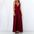 thumbnail image 3 of CENL Women Elegant Satin V-neck Evening Multi Way Wrap Ball Gown Formal Maxi Dress, 3 of 9