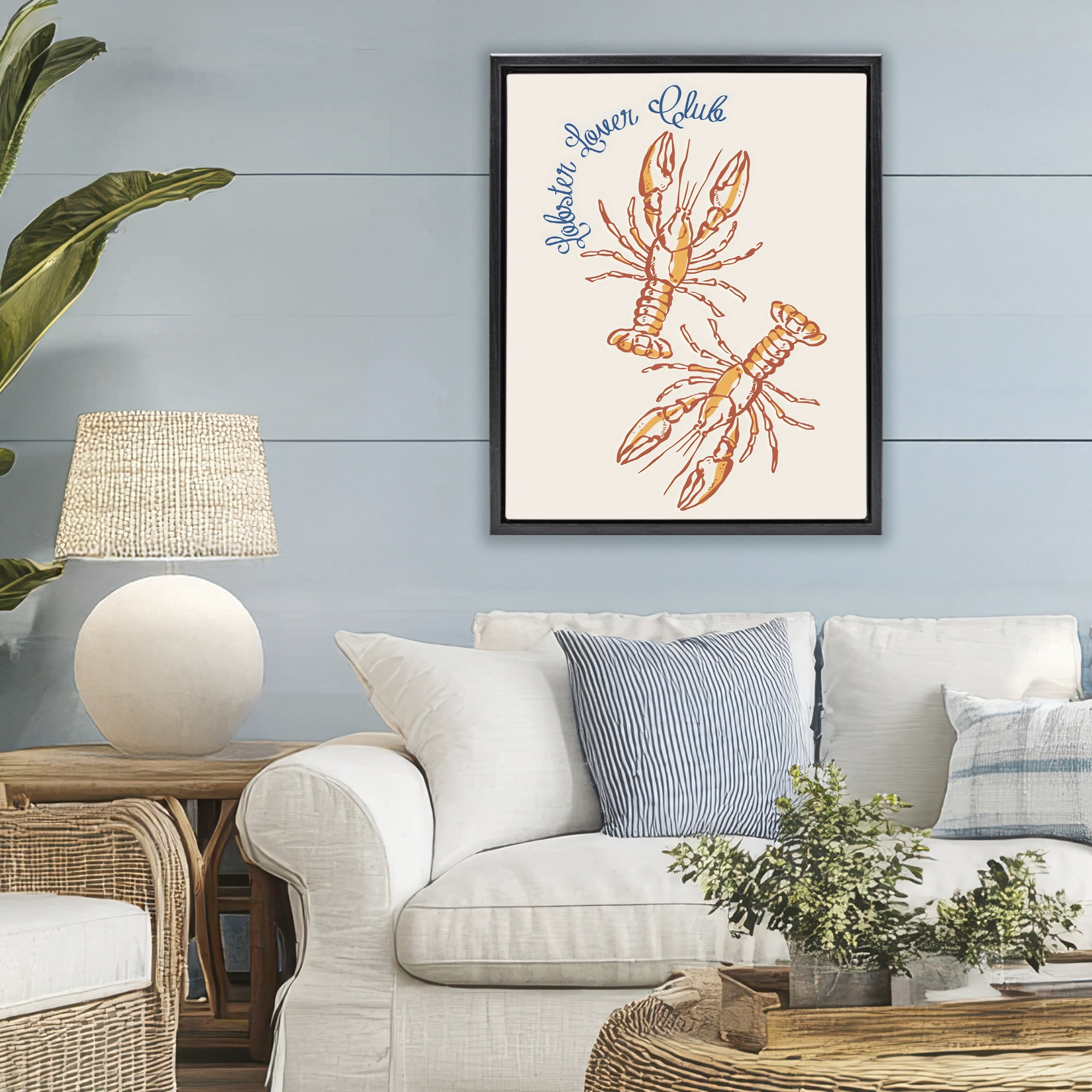 Stupell Industries Lobster Lover Club Black Framed Floater Canvas Wall Art, design by The Prints Vibe