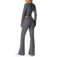 thumbnail image 6 of MINTREUS Women's Lounge Set Long Sleeve Crop Top Foldover Flare Pants Fall 2 Piece Pajamas Tracksuit, 6 of 6