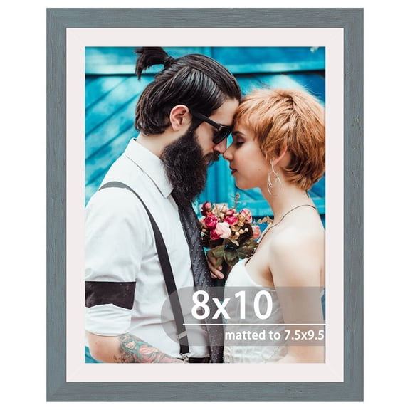 8x10 Picture Frame Blue for Certificate Poster and Photo, Horizontal and Vertical Formats for Wall Hanging or Tabletop