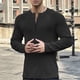 thumbnail image 3 of pstuiky camisas de hombre de manga larga, Camisa blusa de cuello redondo con cremallera de color liso para hombre Tops de hombre xxl, 3 of 3