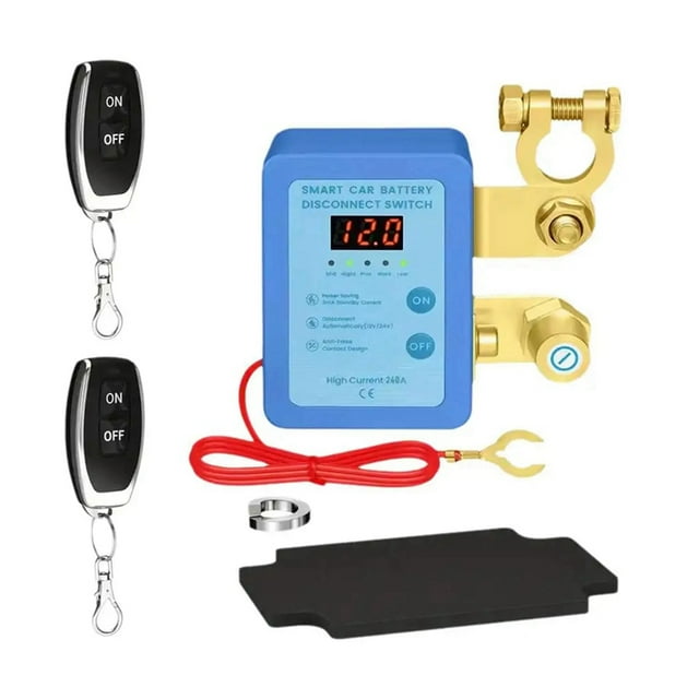 Interruptor de Desconexión de Batería Remoto de 240 A y 12 V con Pantalla de Voltaje LED, Interruptor de Apagado Automático de Energía para Automóvil