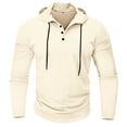 thumbnail image 2 of AherBiu Sweatshirts for Men Long Sleeve Drawstring Button Hoodie Slim Fitted Athletic Workout Running Hiking Pullover, 2 of 4