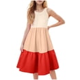 thumbnail image 4 of Light Blue Dress for Girls 8-10 Girl's Sundresses Summer Boho Strap Tiered Cami Maxi Dresses with Pockets, 4 of 5