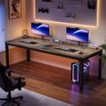 thumbnail image 1 of Fnova 78.7" Modern Computer Desk with Wood Desktop, Metal Frame Office Desk, Gray, 1 of 14