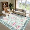 thumbnail image 2 of Garvee 8'x10' Vintage Floral Area Rug Washable Foldable Printed Carpet, Non Slip Floor Indoor Mat for Living Room Bedroom Home Office, Green, 2 of 8