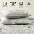thumbnail image 3 of Quilt Set King Size 3 Pieces Floral Patchwork Comforter Bedspread Boho Plaid Coverlet Reversible Lightweight Farmhouse Bedding with 2 Pillow Covers Shams for All Season, Green Pink, 3 of 12