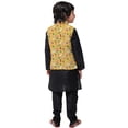 thumbnail image 4 of eloria Boys Hawaii Printed Nehru Jacket Front Button Closure Casual Party Wear Vest Waistcoat Mustard, 4 of 7