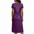 thumbnail image 3 of Camisetas de Cuello en V de Manga Larga de Mujer de Verano de Color Sólido Manga Corta Vestido de Sueño con Cuello en V, Vestido de Cuello en V de Manga Larga para las Mujeres Ropa de Noche Casual, 3 of 5
