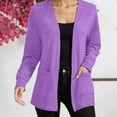 thumbnail image 2 of Fiaer Women's Cardigan Sweater Oversize Long Sleeve Lightweight Fashion Solid Open Front Tops with Pocket Purple XXL, 2 of 6
