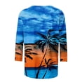 thumbnail image 5 of Summer Saving Wycnly Womens Shirts Beach Fashion Hawaiian Lightweight Comfy Loose Pullover Tops Summer 3/4 Sleeve Round Neck Ladies Coconut Tree Print Tops and Blouses Blue s, 5 of 5