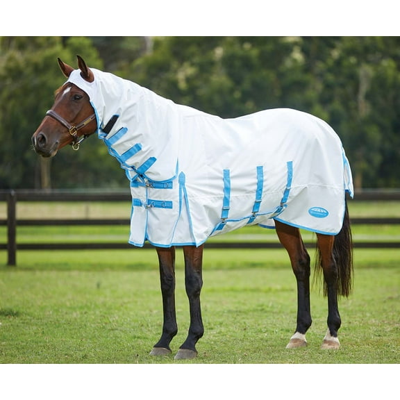 Sweet Itch Shield Combo Neck Sheet, White/Blue Size: 69 in