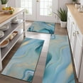 thumbnail image 2 of Blue Marble Gold Wave Pattern Kitchen Rugs Sets Of 3,Kitchen Runner Rugs Non Skid Washable,Decorative Kitchen Floor Mats for Kitchen,Sink,Laundry,17"x30"+ 17"x47" + 17"x59", 2 of 6