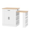 thumbnail image 5 of Large Extendable Kitchen Island for Family Use, Dining Table and Breakfast Bar with Storage Drawers, Cabinet Doors and Open Shelves, Ideal for Kitchen and Dining Room, White, 5 of 12